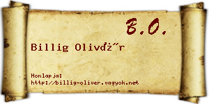 Billig Olivér névjegykártya